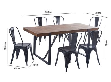 JUEGO DE COMEDOR RIPLEY HOME IRRONBRIDGE TOLIX 1+6 - 7
