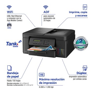 IMPRESORA MULTIFUNCIONAL BROTHER DCP-T730DW WIFI DUPLEX ADF - 2