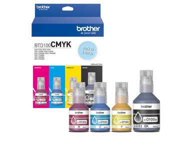 TINTAS PARA IMPRESORA BROTHER BTD100CMYK CIAN MAGENTA AMARILLO NEGRO - 1
