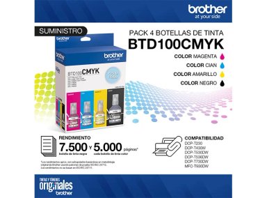 TINTAS PARA IMPRESORA BROTHER BTD100CMYK CIAN MAGENTA AMARILLO NEGRO - 6