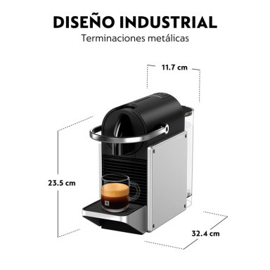 CAFETERA NESPRESSO PIXIE SILVER O.7 LT + ESPUMADOR AEROCCINO - 6