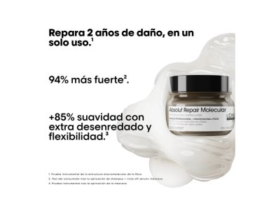 MÁSCARA ABSOLUT REPAIR LORÉAL PROFESSIONNEL MOLECULAR DE REPARACIÓN MOLECULAR PROFUNDA PARA CABELLO DAÑADO 250 ML - 8