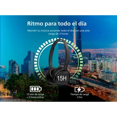 AUDÍFONOS PHILIPS ON EAR TAH1108 NEGRO BLUETOOTH - 7