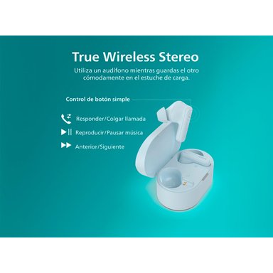 AUDÍFONOS PHILIPS TRUE WIRELESS TAT1108 AZUL BLUETOOTH - 10