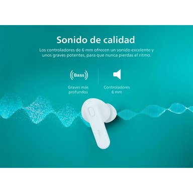 AUDÍFONOS PHILIPS TRUE WIRELESS TAT1108 BLANCO BLUETOOTH - 5