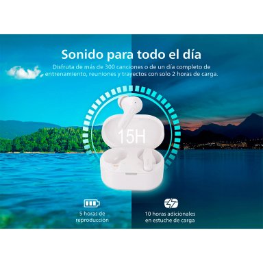 AUDÍFONOS PHILIPS TRUE WIRELESS TAT1108 BLANCO BLUETOOTH - 7