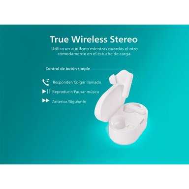 AUDÍFONOS PHILIPS TRUE WIRELESS TAT1108 BLANCO BLUETOOTH - 10