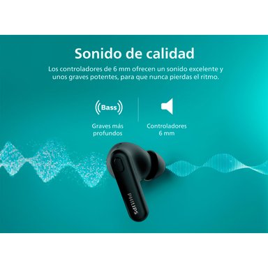 AUDÍFONOS PHILIPS TRUE WIRELESS TAT1108 NEGRO BLUETOOTH - 6