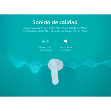 AUDÍFONOS PHILIPS TRUE WIRELESS TAT1138 AZUL BLUETOOTH - 5