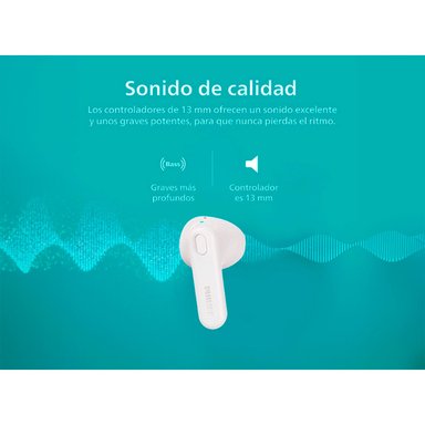 AUDÍFONOS PHILIPS TRUE WIRELESS TAT1138 BLANCO BLUETOOTH - 5
