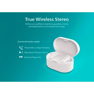AUDÍFONOS PHILIPS TRUE WIRELESS TAT1138 BLANCO BLUETOOTH - 10