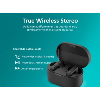 AUDÍFONOS PHILIPS TRUE WIRELESS TAT1138 NEGRO BLUETOOTH - 10