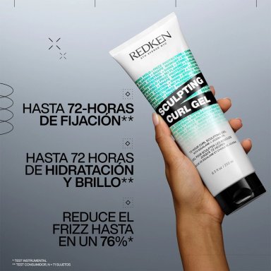 GEL DEFINIDOR DE RIZOS PARA CABELLO RIZADO DEFINICIÓN Y CONTROL SIN RESIDUOS HYBRID CURLS 250ML REDKEN - 2