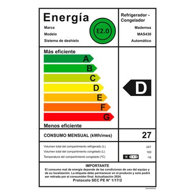 REFRIGERADOR SIDE BY SIDE MADEMSA MAS430 430L NO FROST - 8