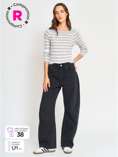 JEANS MUJER INDEX ALGODÓN BALLOON TIRO MEDIO - 1