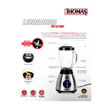 LICUADORA THOMAS TH-510VI 800W 1.5L - 3