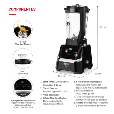 LICUADORA THOMAS KÖÖK PRO 2HP TH-860D 1500W 2L - 6