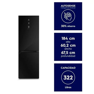 REFRIGERADOR BOTTOM FREEZER ELECTROLUX DB60GE 323L NO FROST NEGRO - 7
