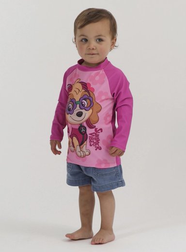 POLERA MANGA CORTA NIÑA PAW PATROL ROSADO UV - 1