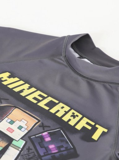 POLERA MANGA CORTA NIÑO MINECRAFT PLATA UV MICRAFT - 3