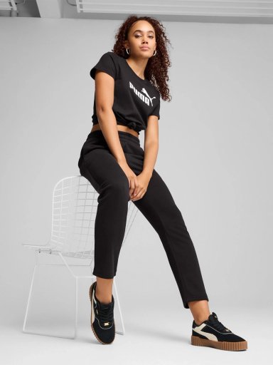 PANTALÓN DE BUZO MUJER PUMA 682452 NEGRO ESSENTIALS NO. 1 LOGO PEQUEÑO - 1