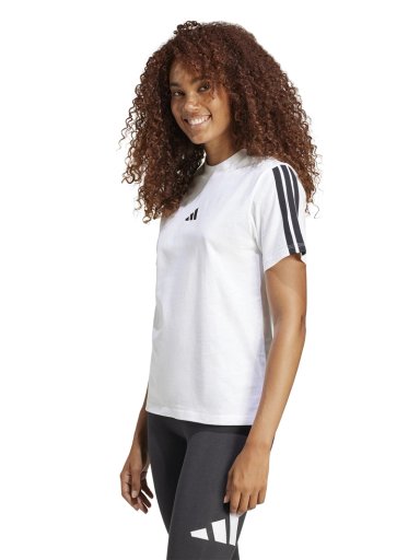 POLERA MUJER ADIDAS JM2394 ALGODÓN BLANCO MANGA CORTA ESSENTIALS 3 BANDAS - 1