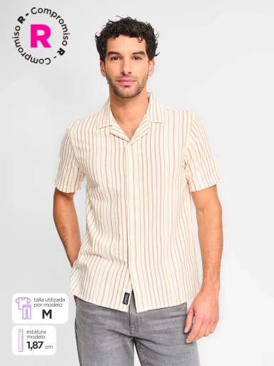 CAMISA MANGA CORTA ALGODÓN HOMBRE BARBADOS LÍNEAS - 1