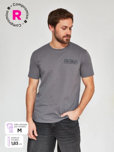 POLERA MANGA CORTA ALGODÓN HOMBRE INDEX GRIS HOT WHEELS - 1