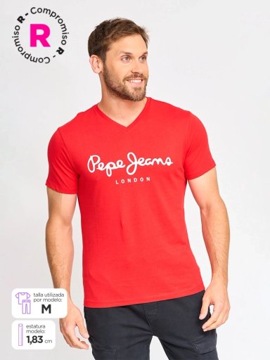 POLERA HOMBRE PEPE JEANS ALGODÓN CUELLO EN V MANGA CORTA - 1