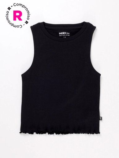 POLERA SIN MANGAS ALGODÓN NIÑA INDEX RIB - 1