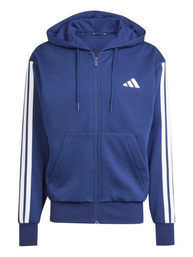 POLERÓN CON CIERRE HOMBRE ADIDAS JD1868 AZUL ESSENTIALS 3 BANDAS FLEECE HOODIE - 6