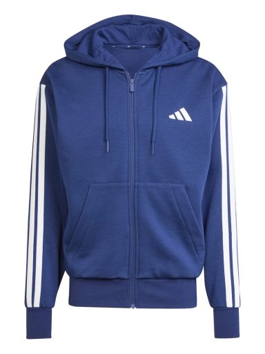 POLERÓN CON CIERRE HOMBRE ADIDAS JD1868 AZUL ESSENTIALS 3 BANDAS FLEECE HOODIE - 6