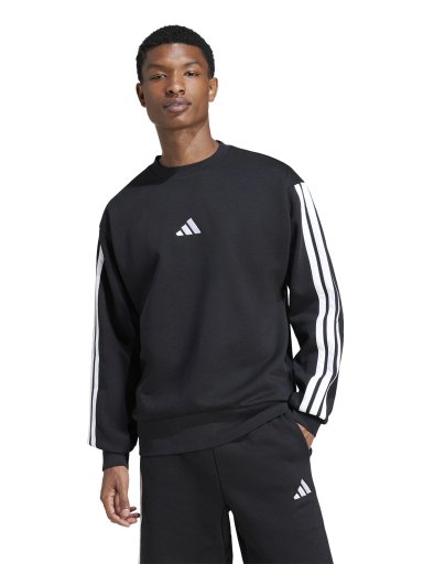 POLERÓN HOMBRE ADIDAS JE6304 NEGRO MANGA LARGA 3 BANDAS FLEECE - 1