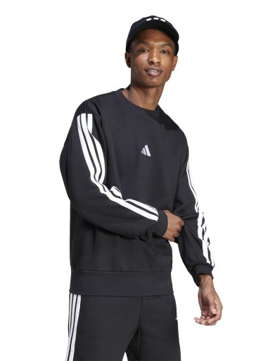 POLERÓN HOMBRE ADIDAS JE6304 NEGRO MANGA LARGA 3 BANDAS FLEECE - 5