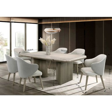 JUEGO DE COMEDOR MAISON LINETT CELINE 6 SILLAS MÁRMOL GENUINO GRIS - 15