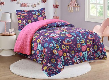 PLUMÓN DORAL SHERPA KIDS FLORES 1.5PL - 1