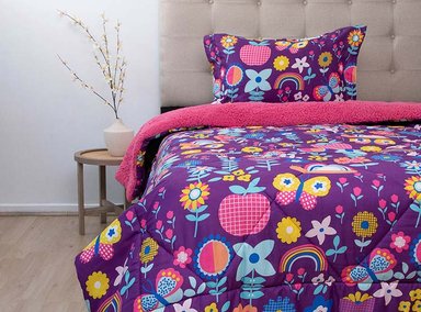 PLUMÓN DORAL SHERPA KIDS FLORES 1.5PL - 2