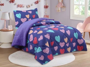 PLUMÓN DORAL SHERPA KIDS CORAZONES 1.5PL - 1