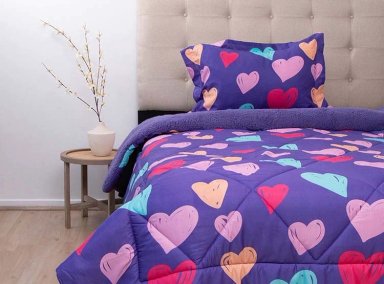 PLUMÓN DORAL SHERPA KIDS CORAZONES 1.5PL - 2