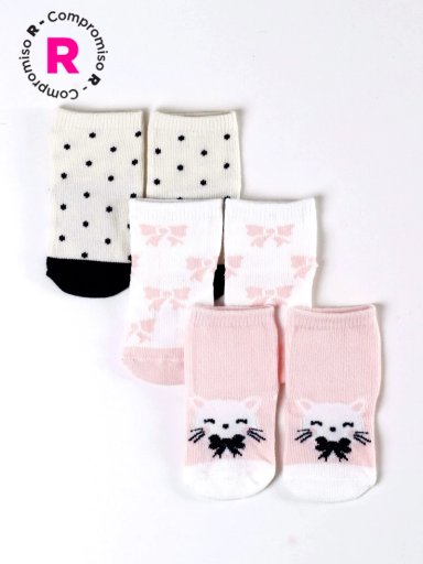 PACK 3 CALCETINES NIÑA BABY HARVEST ROSADO JACQUARD - 1