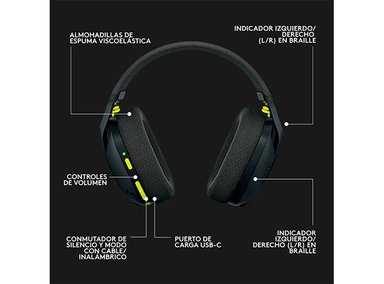 AUDÍFONOS LOGITECH HEADSET G435 WIRELESS NEGRO BLUETOOTH - 8