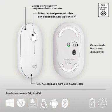 MOUSE INALÁMBRICO LOGITECH 2 M350 BLANCO - 6