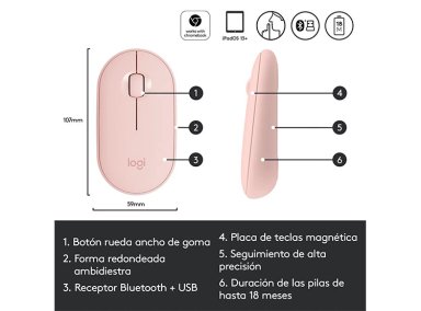 MOUSE INALÁMBRICO LOGITECH 2 M350 ROSADO - 6