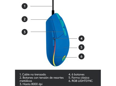MOUSE LOGITECH G203 LIGHTSYNC AZUL - 6