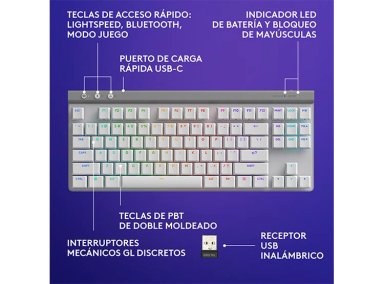 TECLADO WINDOWS MAC OS INALÁMBRICO LOGITECH G515 GRIS - 6