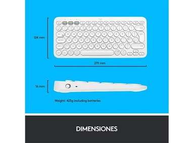 TECLADO WINDOWS MAC OS LINUX INALÁMBRICO LOGITECH PEBBLE KEYS 2 K380 BLANCO - 8