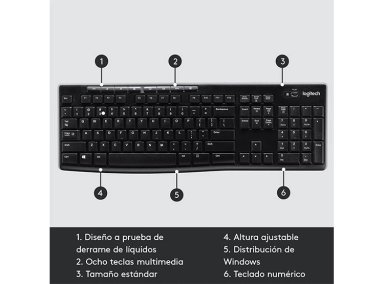 TECLADO WINDOWS INALÁMBRICO LOGITECH K270 NEGRO - 6