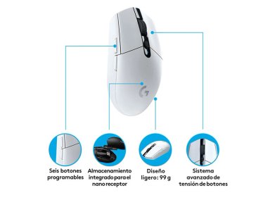 MOUSE INALÁMBRICO LOGITECH G305 LIGHTSPEED BLANCO - 6