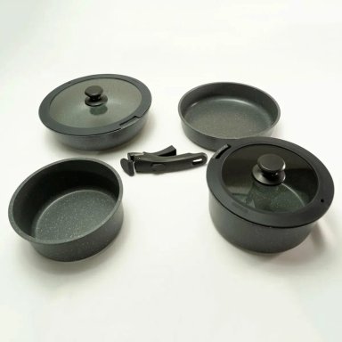 BATERÍA DE COCINA CAROTE 7 PZS GRANITO NEGRO - 7