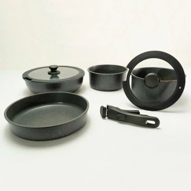 BATERÍA DE COCINA CAROTE 7 PZS GRANITO NEGRO - 8